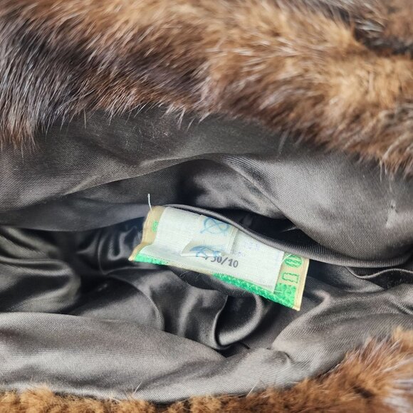 VTG Genuine Mink Fur Davy Crockett Style Hat with Tail Women OS - Picture 10 of 14